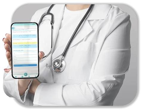 Mão segurando celular com aplicativo Medtool